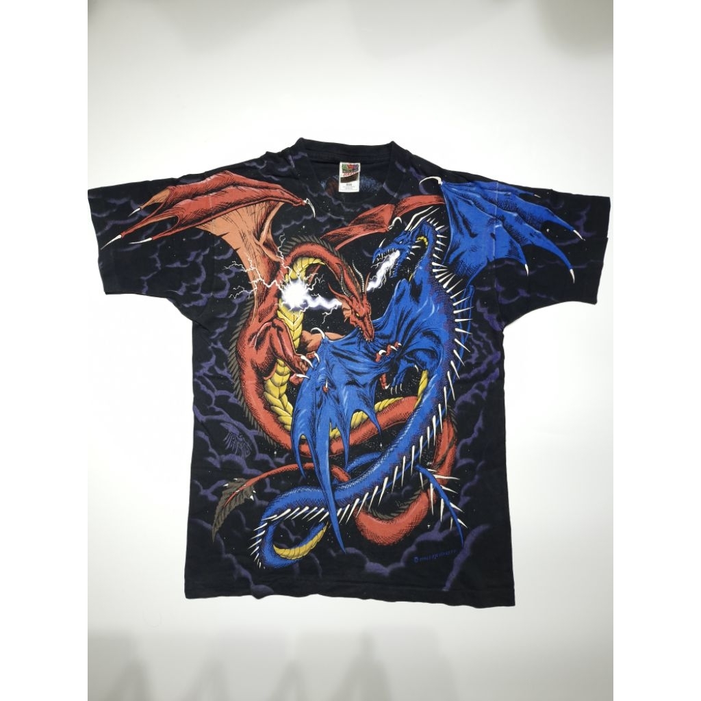 Vintage 1994 Liquid Blue Duelling Dragons Tee