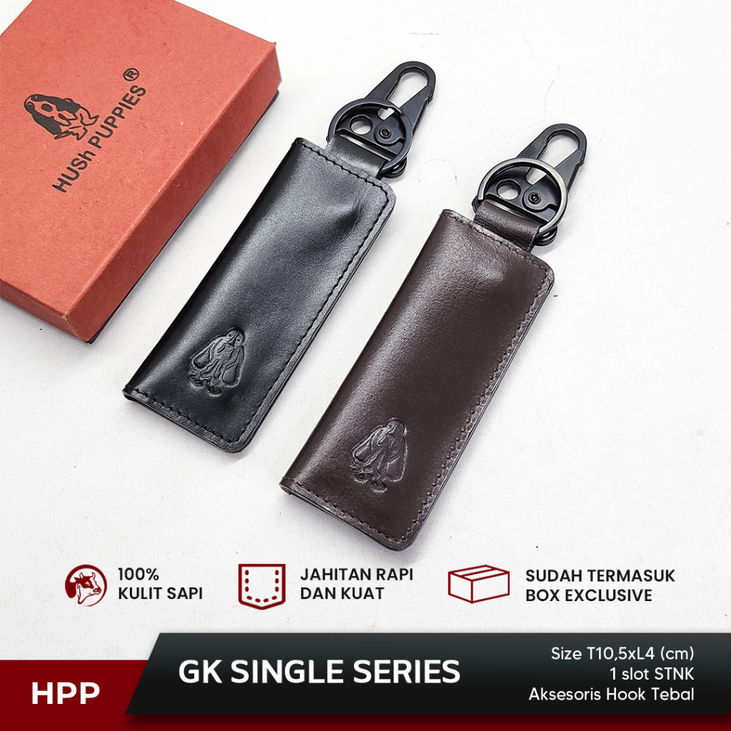 Gantungan Kunci | Hush Puppies Single Kulit Asli Premium | Dompet STNK Mobil | Dompet Mini
