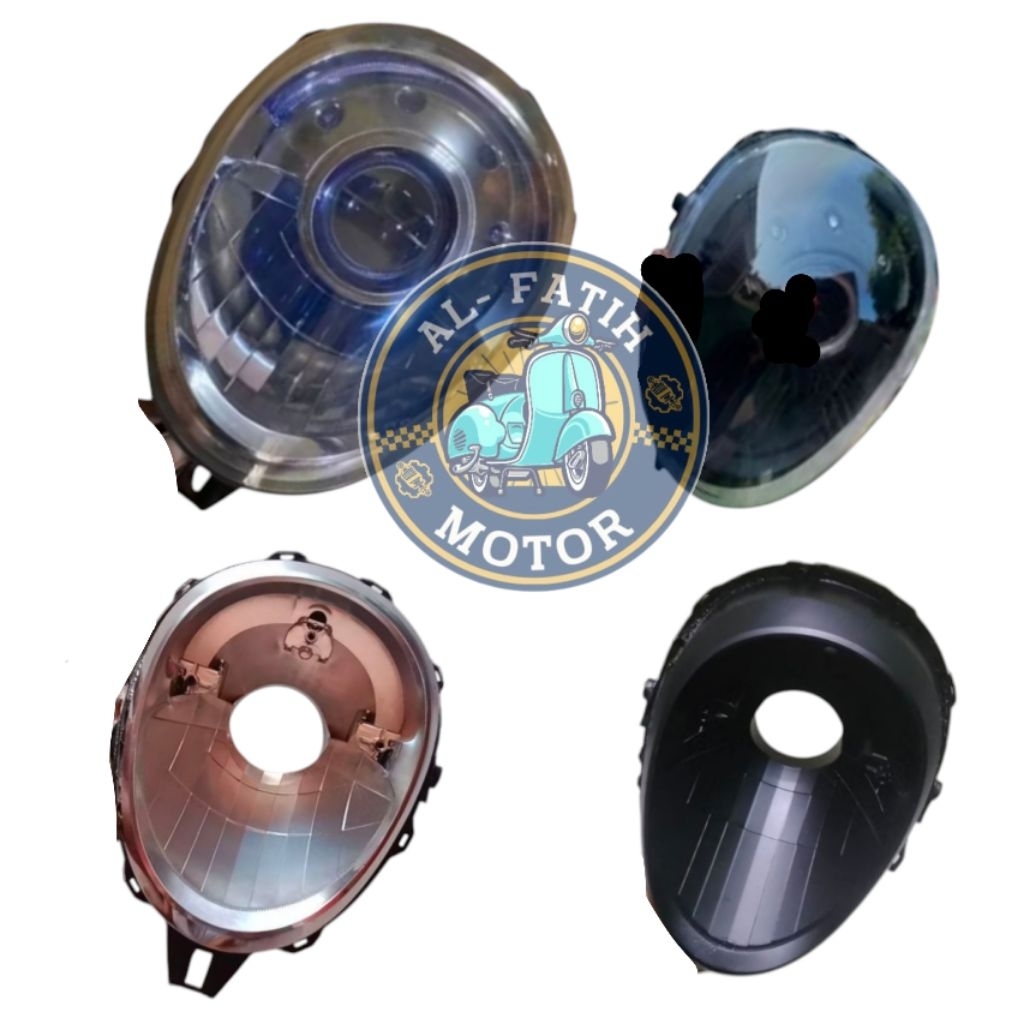 black housing reflektor lampu depan scoopy fi esp K16 2013-2016 custom biled