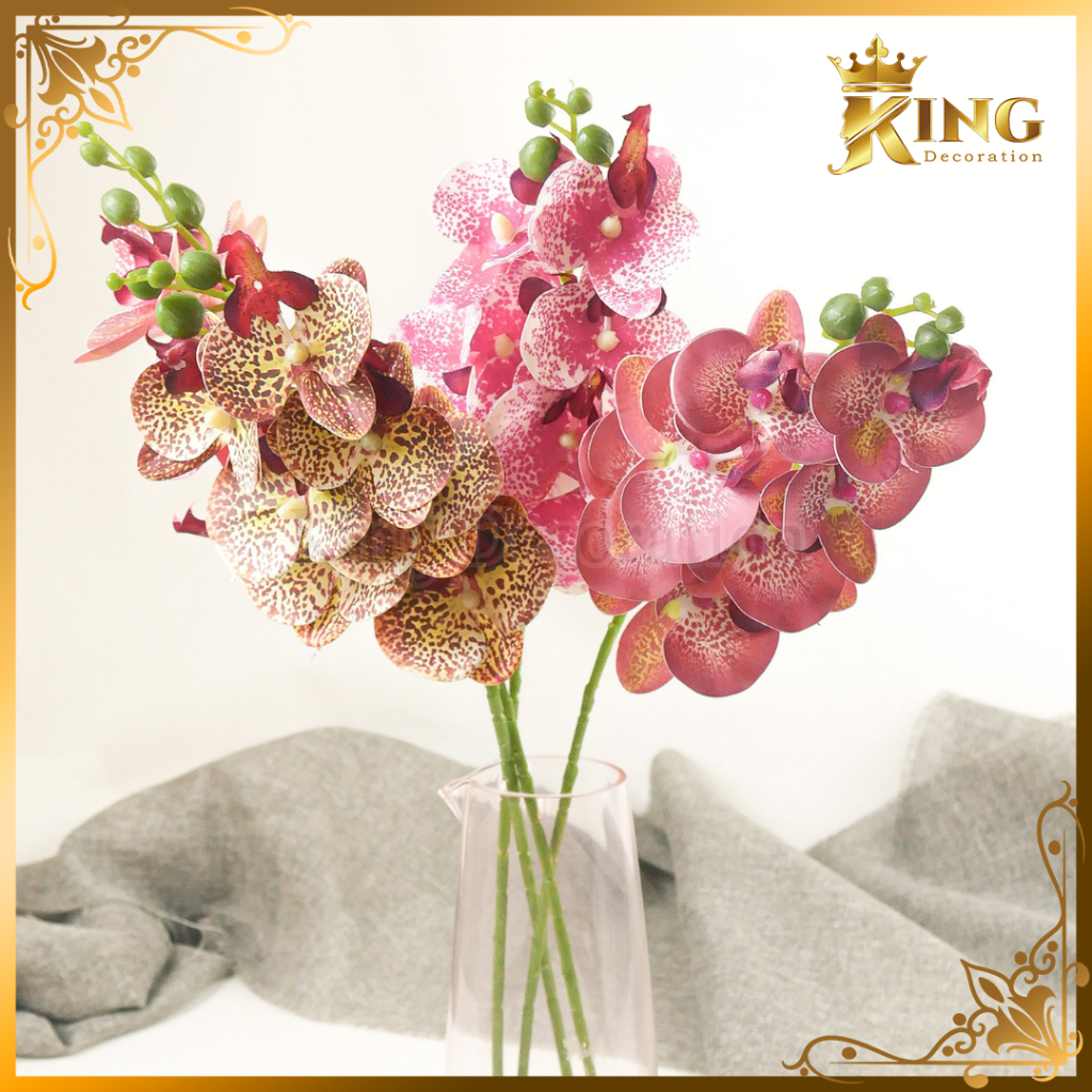 Anggrek Bulan Latex 7 Kuntum Bunga Anggrek Palsu Orchid Cymbidium Flower Import Hiasan Meja Rumah Ca