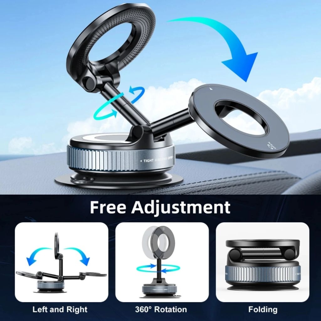 COLMER NEW UPGRADE 360 SUCTION CUP Phone Holder Magsafe Magnetic CAR Stand Mobil 360 Foldable Suctio