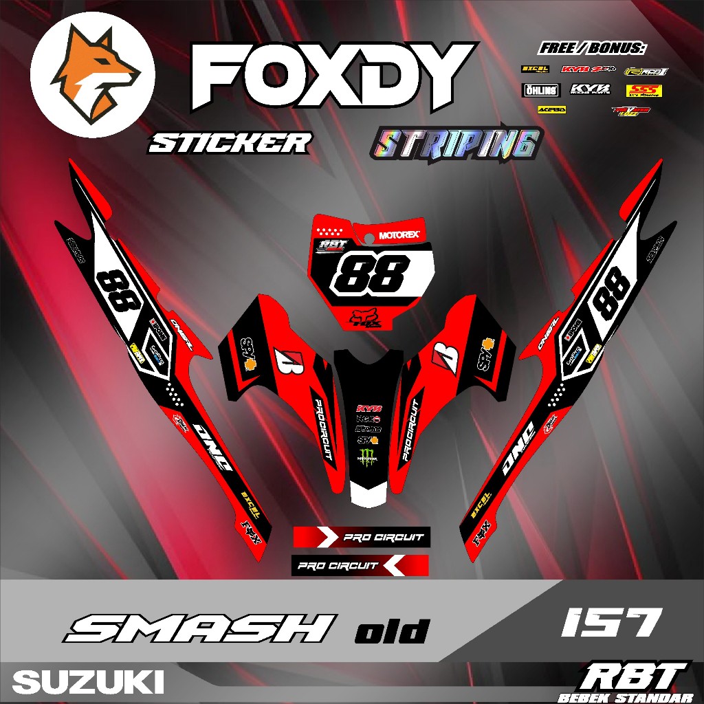 FOXDY Stiker STRIPING MOTOR SMASH OLD SEMI FULL BODY SUPERMOTO RBT NEW F157 RBT - Motorbike Decal De