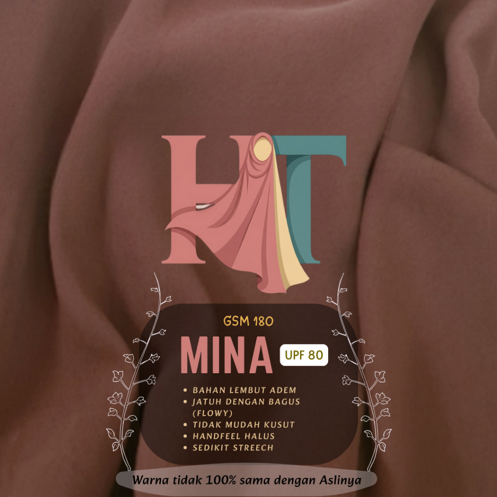 Mina Kain Sultan Anti UV Kain Premium Warna Polos Lebar 145 cm