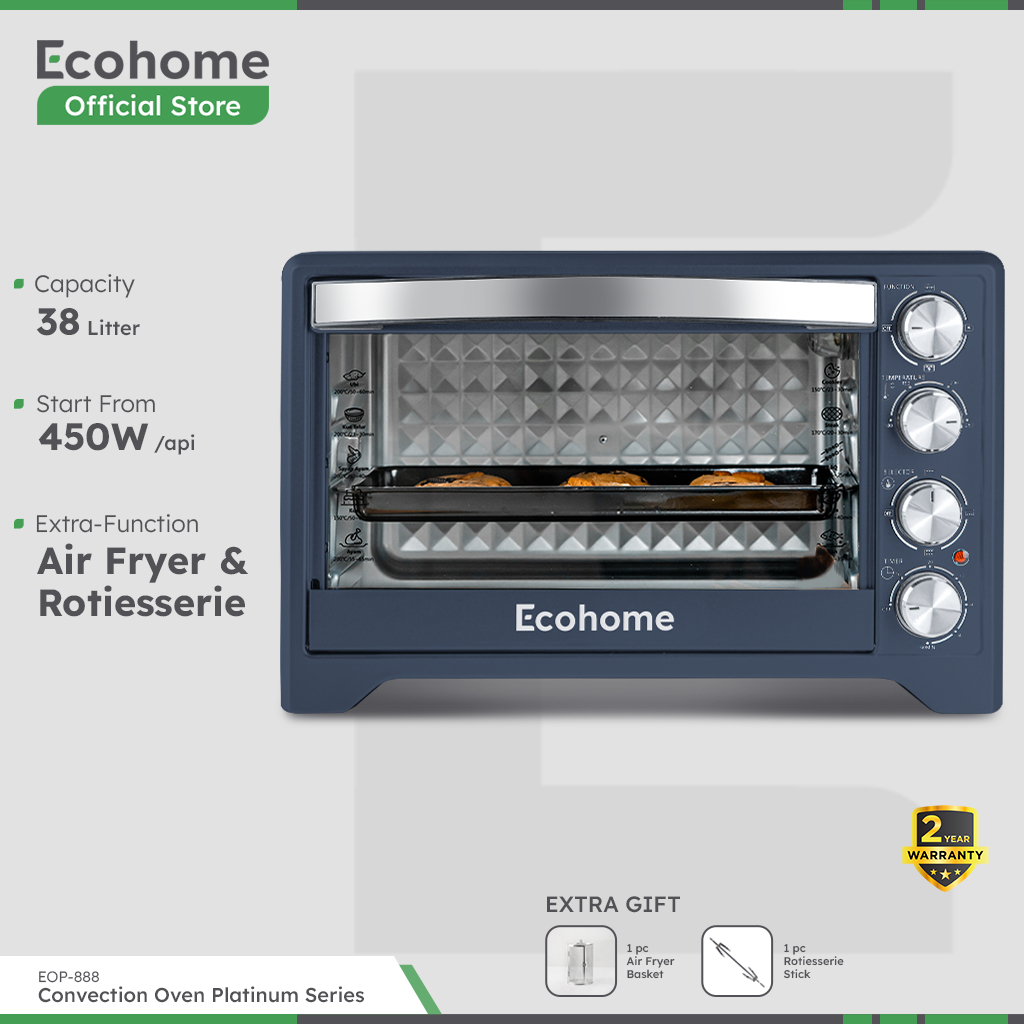 [INSTANT ONLY] ECOHOME Oven Platinum Series EOP888 38L with Air Fryer & Rotisserie Function Low Watt