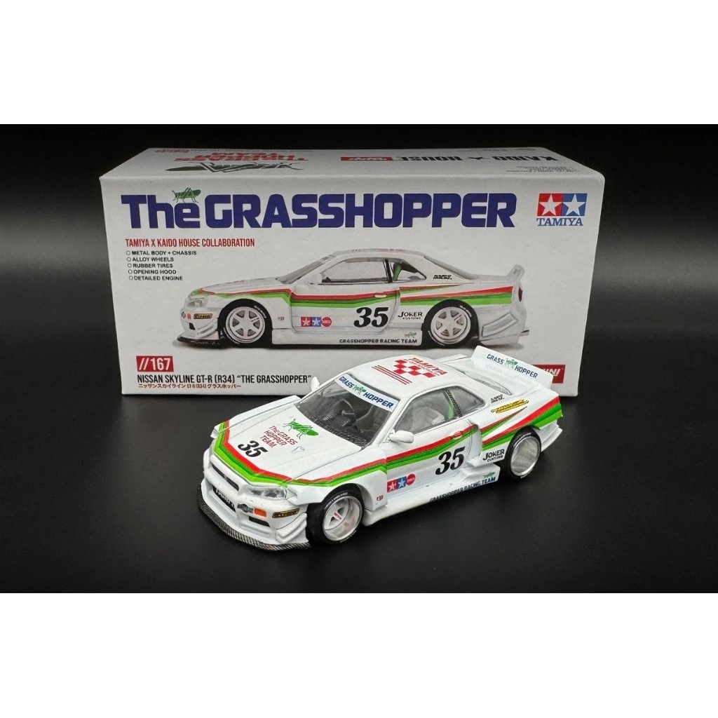 MINI GT Kaido House 167 Nissan Skyline GT-R (R34) "The Grasshopper" putih unsealed