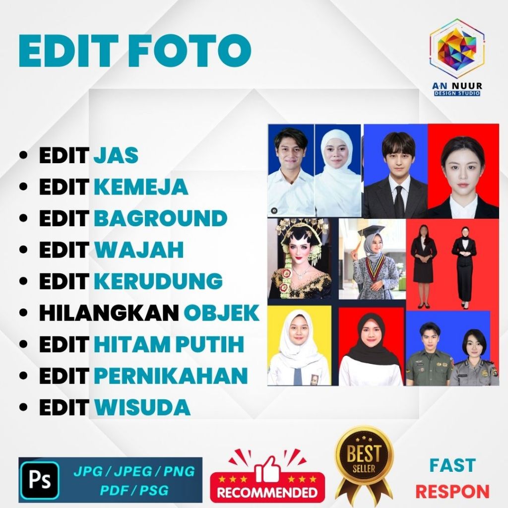 Edit Foto / Pas Foto / Album Foto / edit baju jas / edit background / edit wajah dan jerawat / edit 