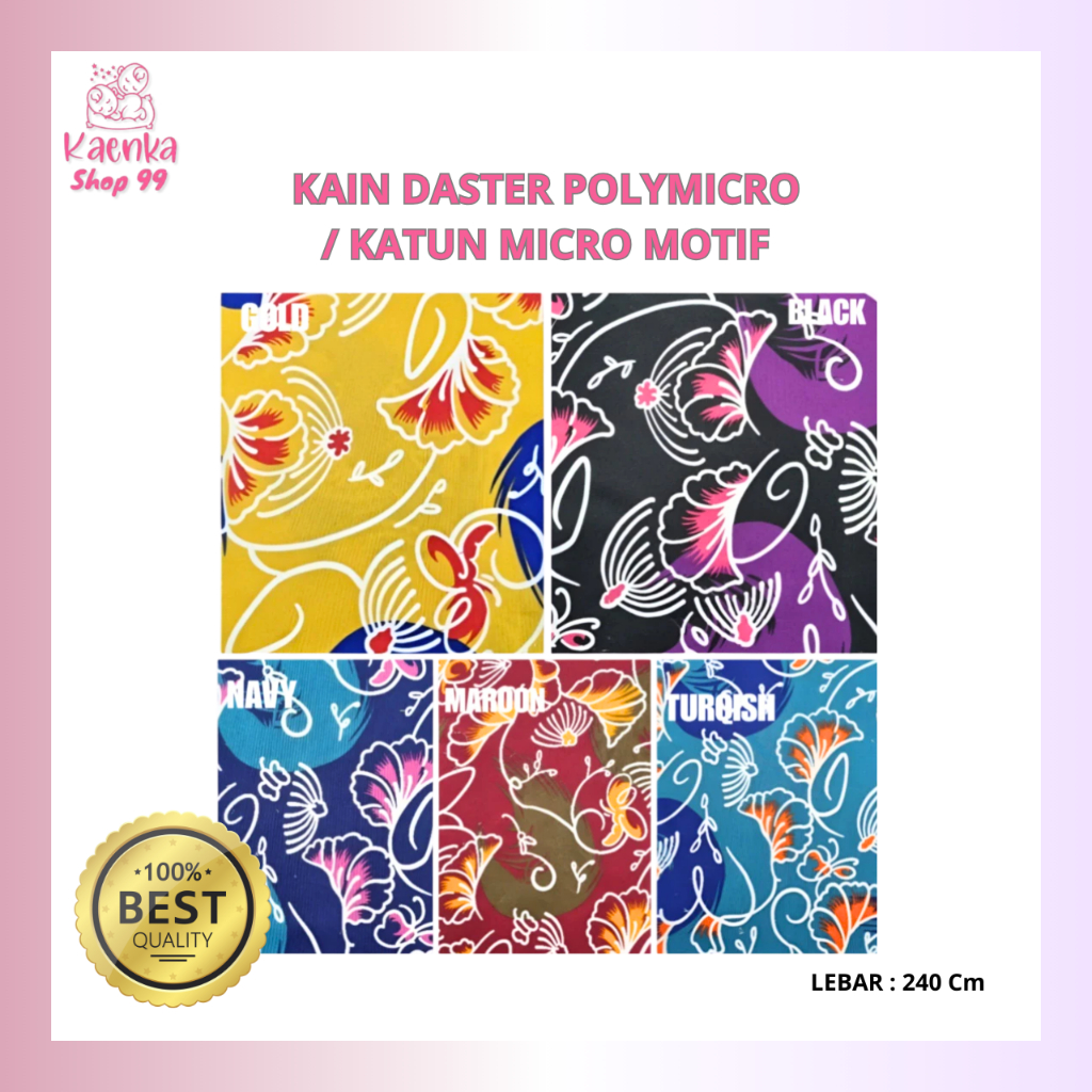 Kain Daster Polymicro / Katun Micro Motif  Lembut dan adem lebar 240cm