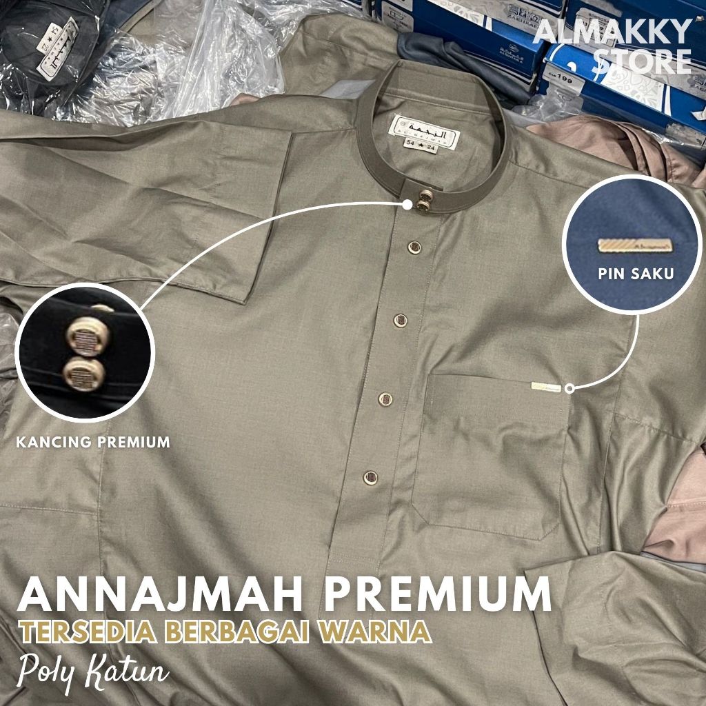 JUBAH ANNAJMAH POLY KATUN POLOS - Gamis Pria Premium Thobe An Najmah Umroh Polyester Almakky Store
