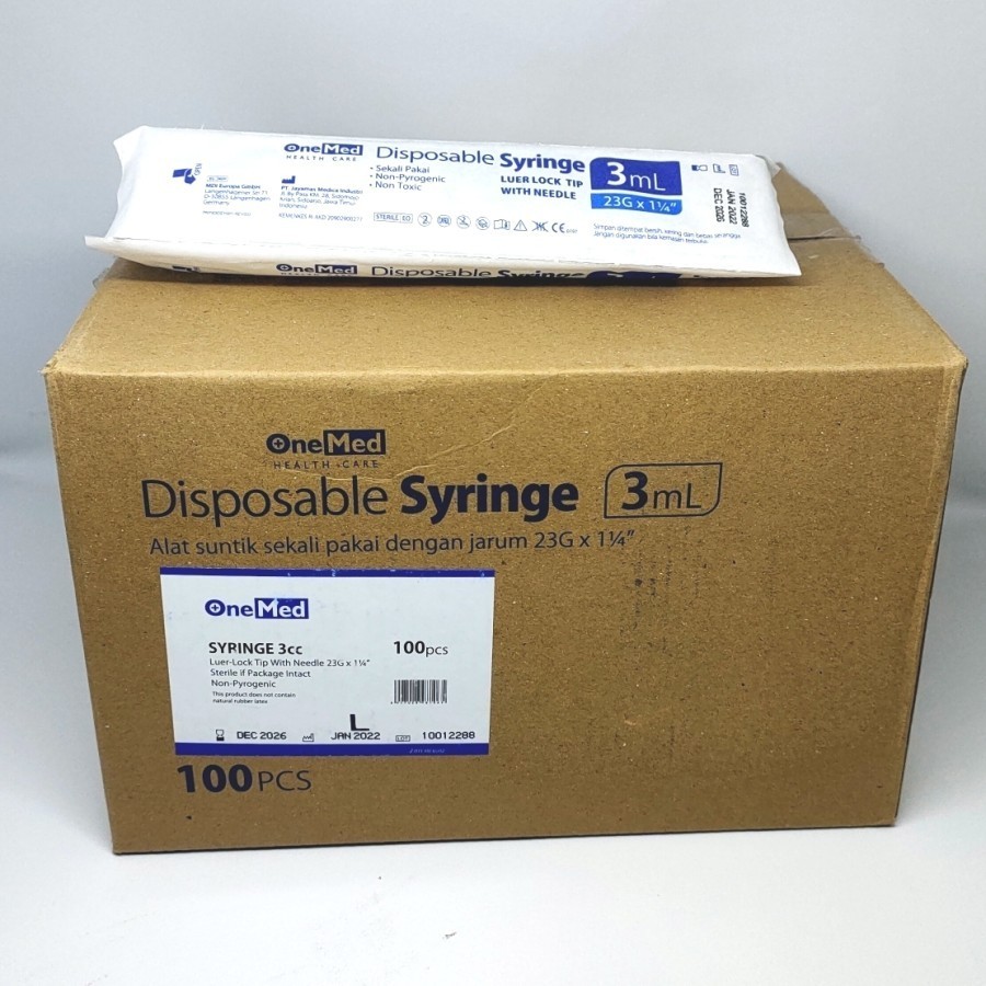 Spuit merek  Onemed - Disposible Spuit 3 Cc Suntikan 3 Ml Syringe 3 Ml Onemed