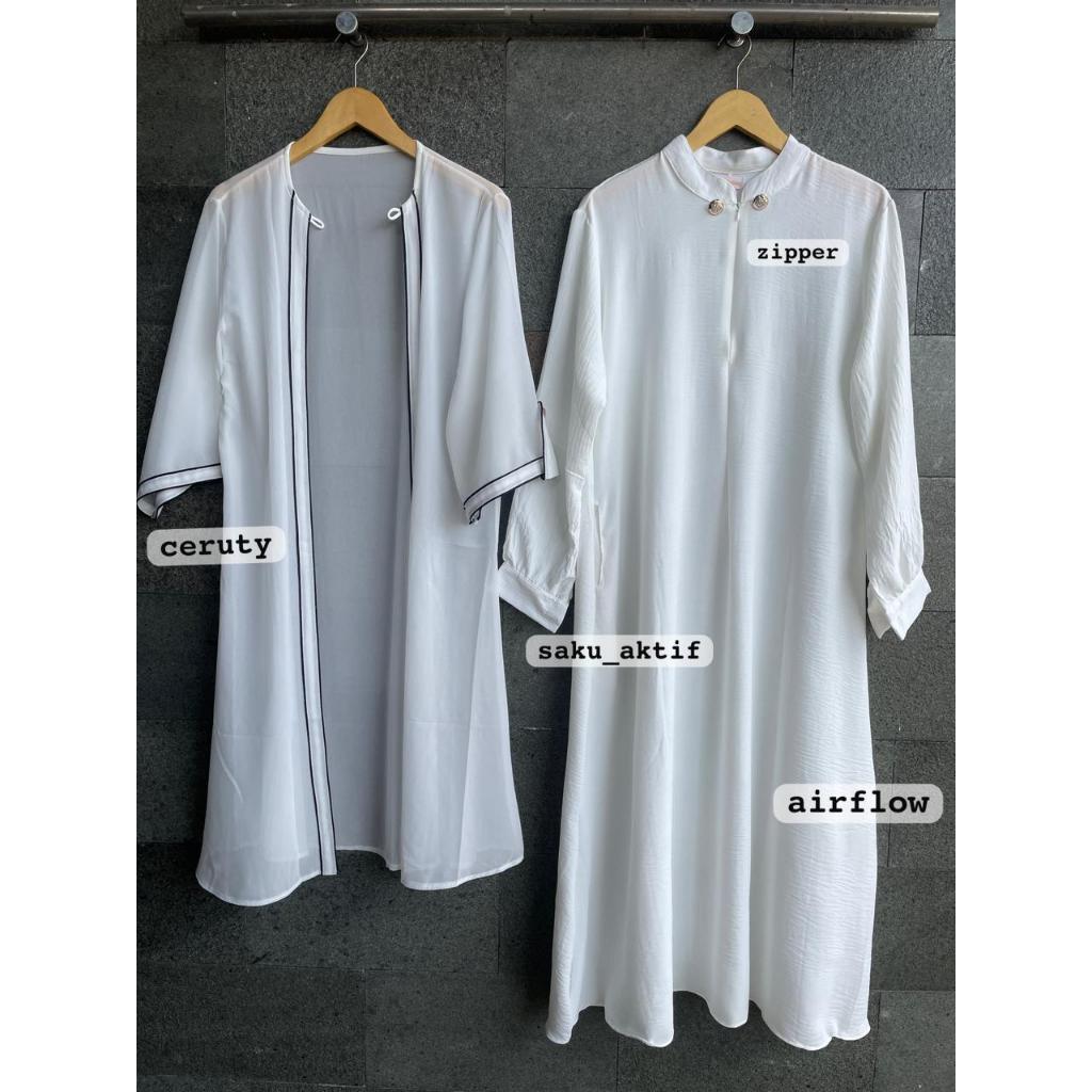 Midi Dress Malcha Outer Lepas Pasang / Gamis 2 in 1 plus inner himalaya