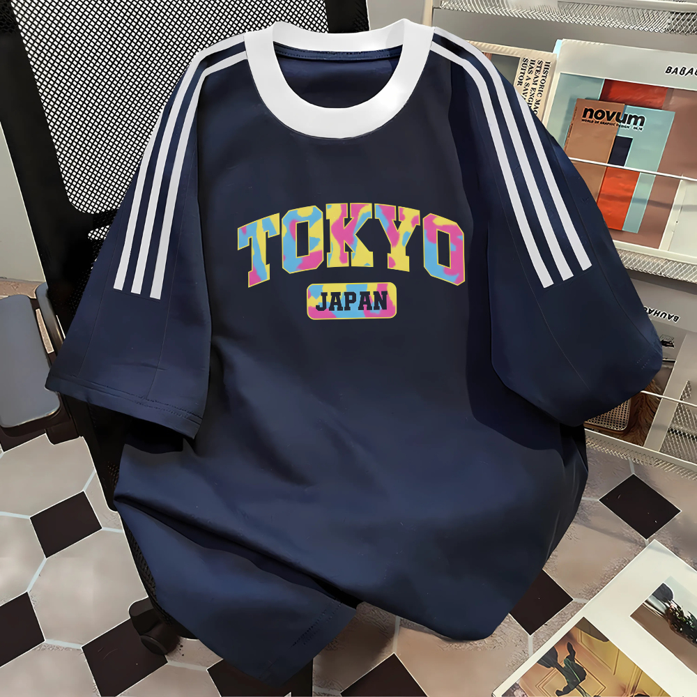 VISION PREMIUM T-shirt Lengan Pendek Kaos Oversize Tiga Garis Korea Premium 100% Katun | Tokyo Japan