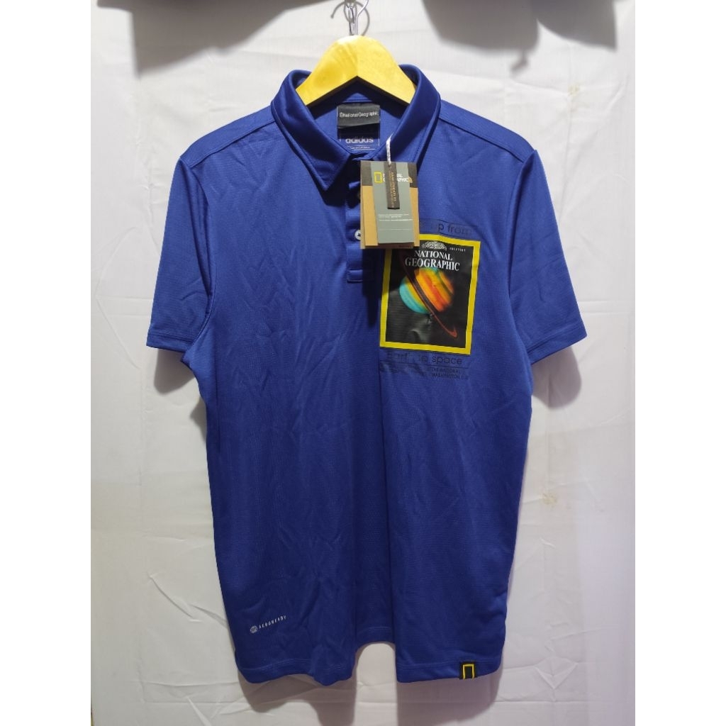 Polo Shirt Kolaborasi Adidas x National Geographic Berwarna biru