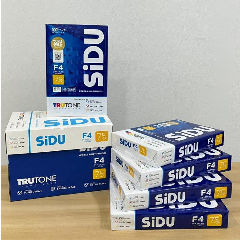 Kertas SIDU F4 75 Gram / 1 Dus isi 5 rim / Kertas HVS / Kertas Fotocopy