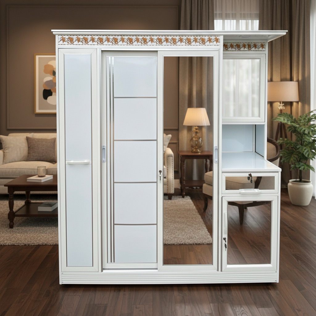 Lemari 2 Pintu Sleding + Hijab + Tolet // Bahan Alumunium Kaca & Acp