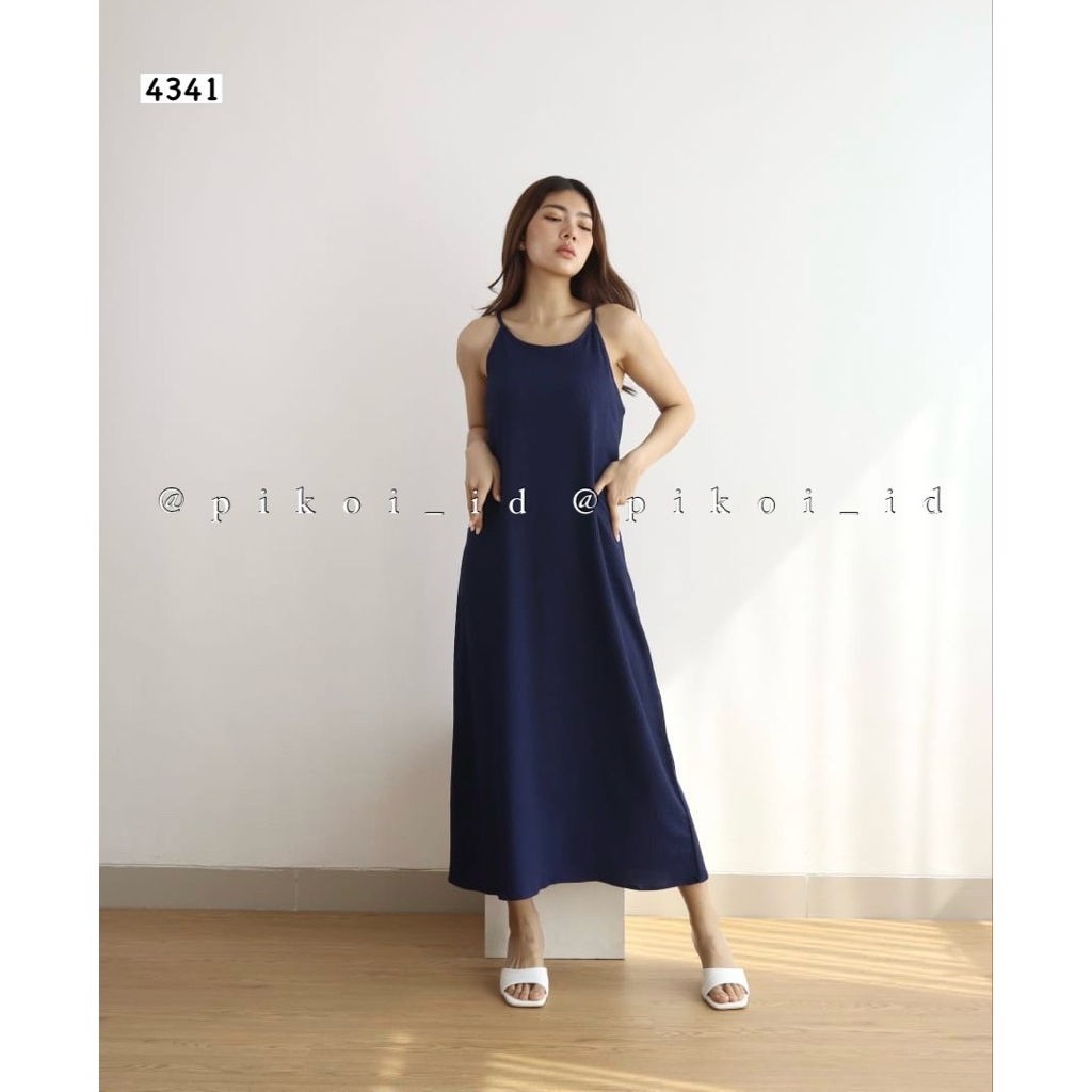 Tanktop dress wanita polos hitam navy / Dress sleeveless cewek tanpa lengan / dress pantai polos ele