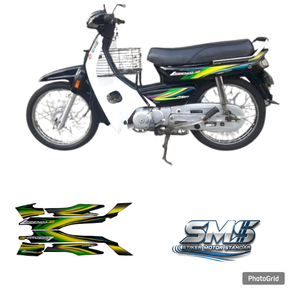 STIKER STRIPING LISH LES BODY MOTOR HONDA LEGENDA 2 TAHUN 2002 WARNA HITAM-HIJAU STANDART FULLSET