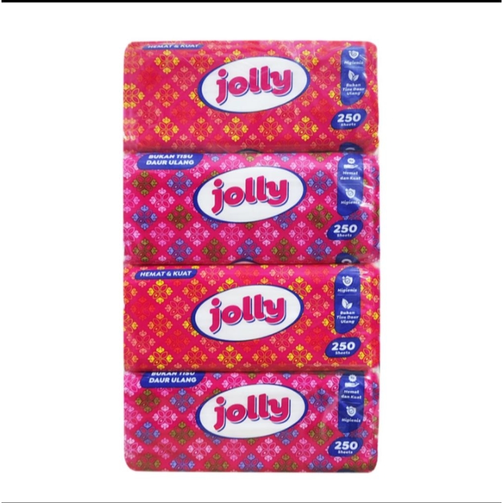 Jolly Tisu Jolly 4 Pcs – 250 Sheet SUPER LEMBUT & KUAT Tissue Hemat & Kuat Bukan Tisu Daur Ulang