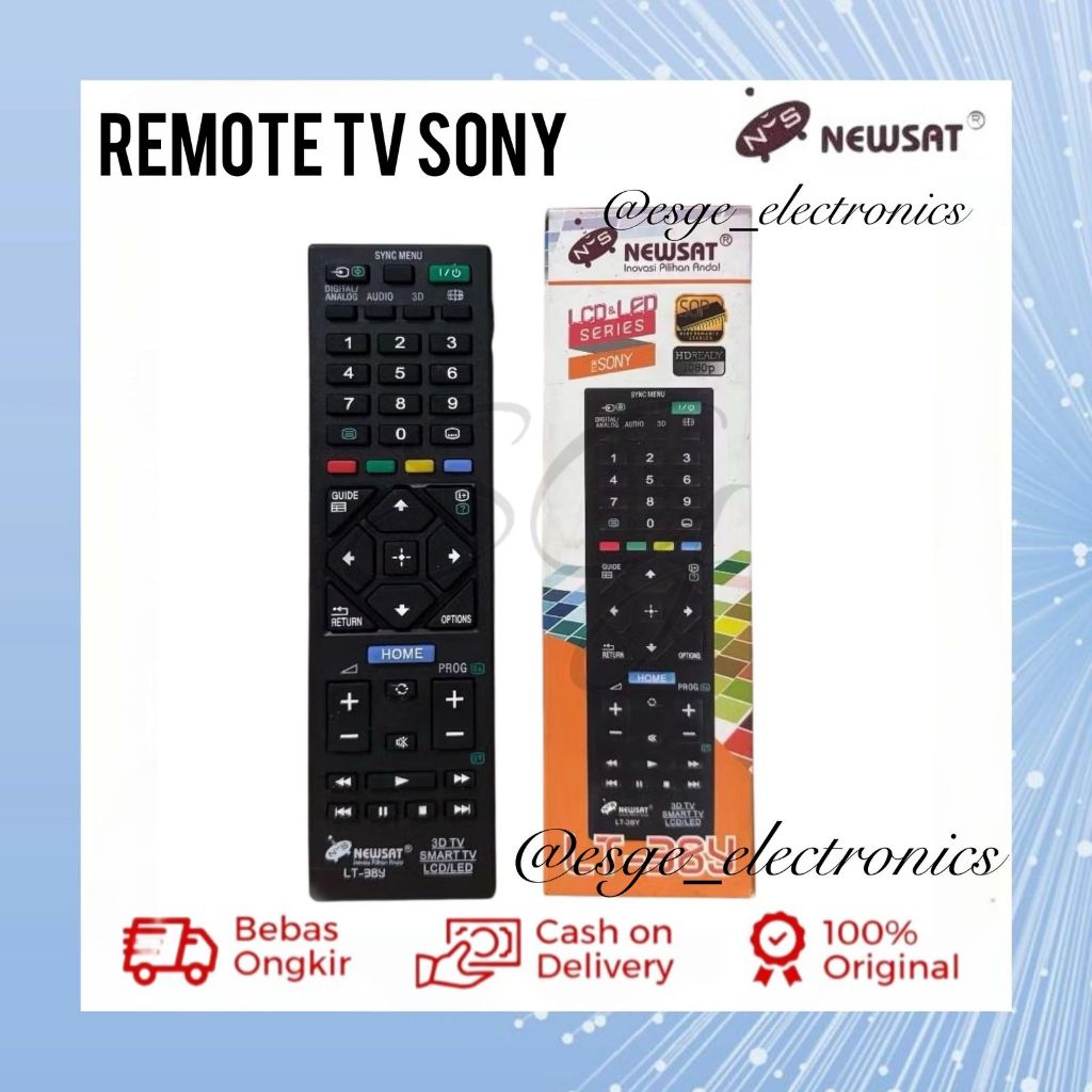 ORIGINAL REMOTE TV SONY REMOTE TV LCD SONY REMOT TV LED SONY REMOTE SMART TV SONY NEWSAT LT-38Y