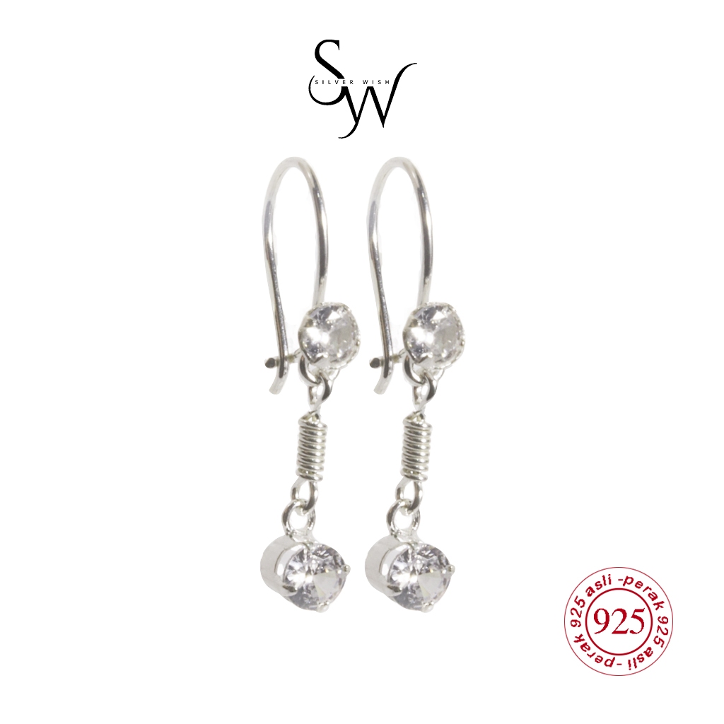 Silver Wish Earrings Sterling Silver 925 - Anting Wanita Perak S925 Z99 Gantung Panjang