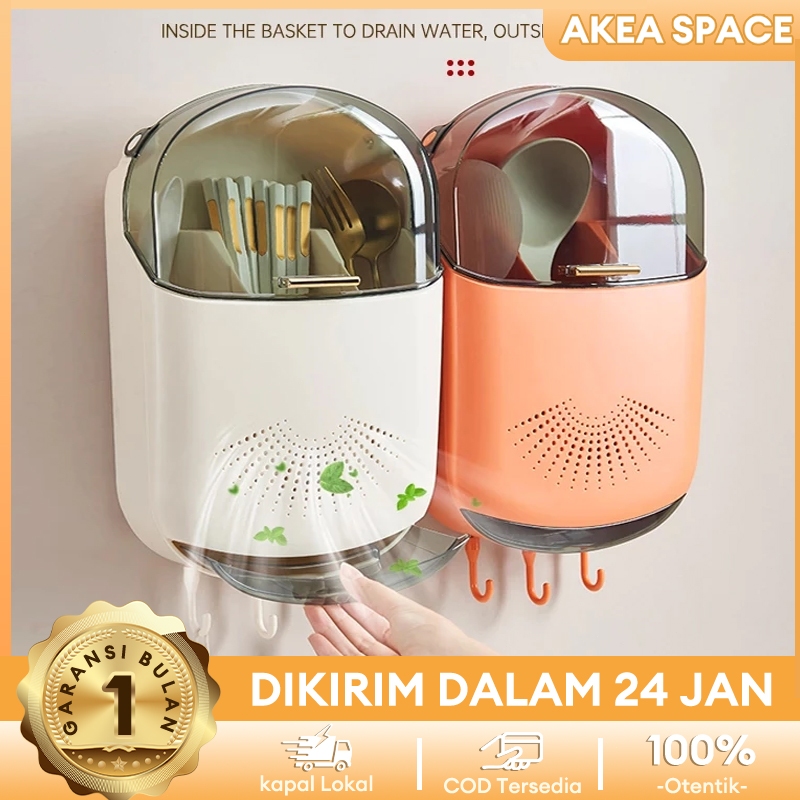 Tempat Sendok Garpu Sumpit dengan Tutup Rak Wadah Dapur/Tempat Sendok Gantung/Rak Sendok Garpu