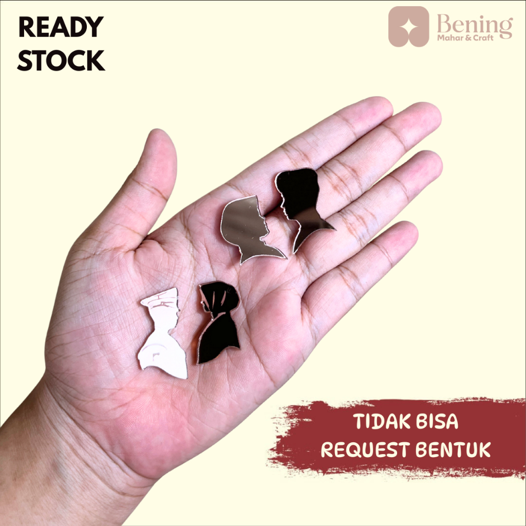 Siluet Couple Profesi Polisi Akrilik MIRROR GOLD / ROSEGOLD / SILVER HIASAN MAHAR