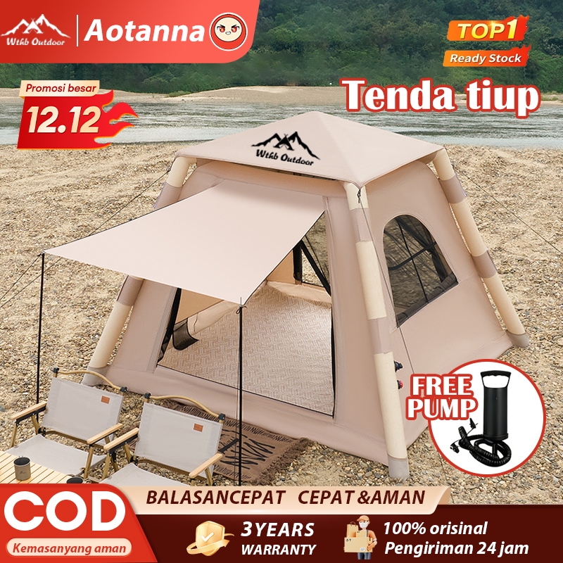 Tenda tiup otomatis 2-4 orang tenda Pompa camping Lipat Tenda Camping Tiup Tiup Udara Tahan Air