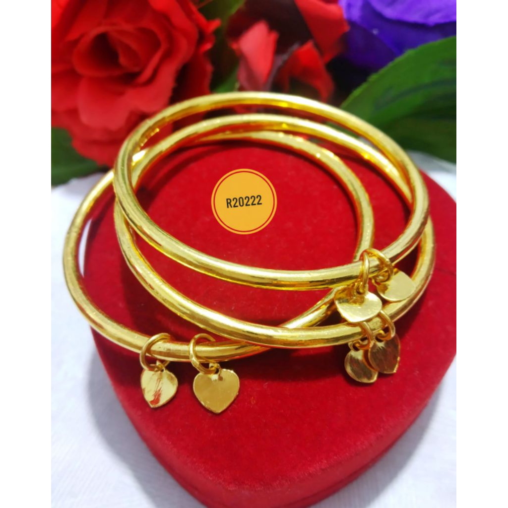 (pekanbarujewelry) GELANG KERONCONG POLOS LAPIS KRISTAL 24K+LAPIS EMAS 24K TERLARIS