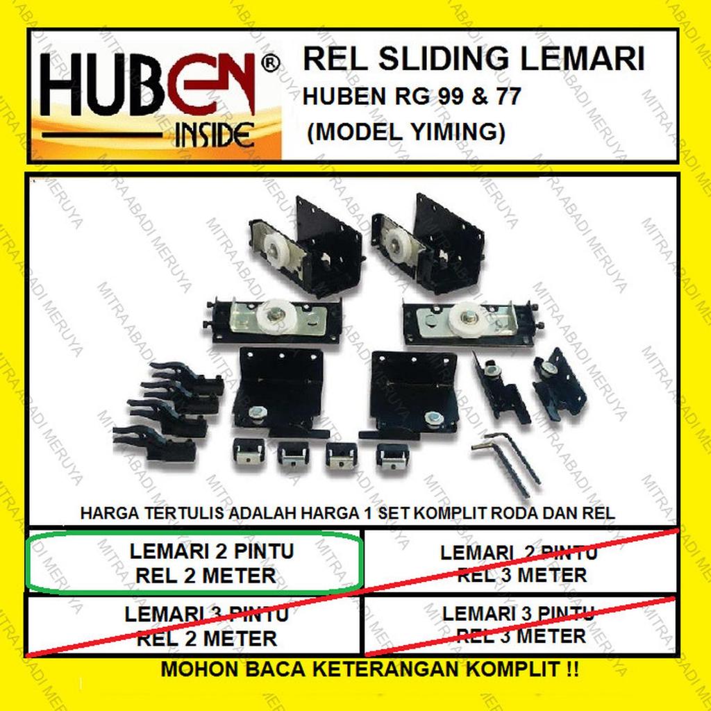 Huben RG99 RG77 2 Pintu 2 Meter Rel sliding Lemari Rel Yiming Geser Lemari Set Roda Gantung Furnitur