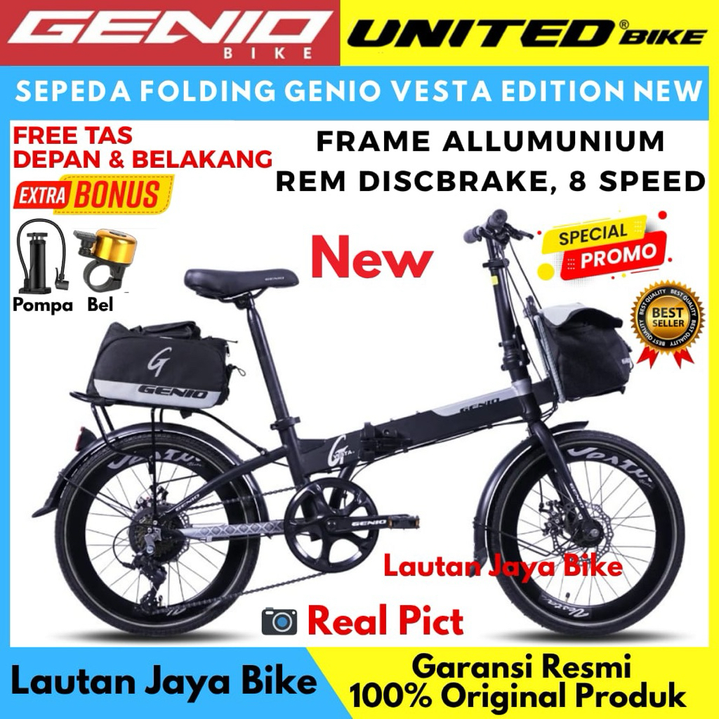 Sepeda Lipat 20 GENIO F371 VESTA Frame Alloy BY UNITED Model Terbaru