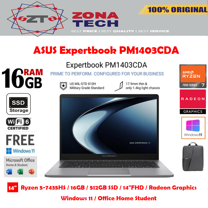 ASUS Expertbook PM1403CDA Ryzen 7 7735HS 16GB 512GB SSD 14"FHD W11 OHS