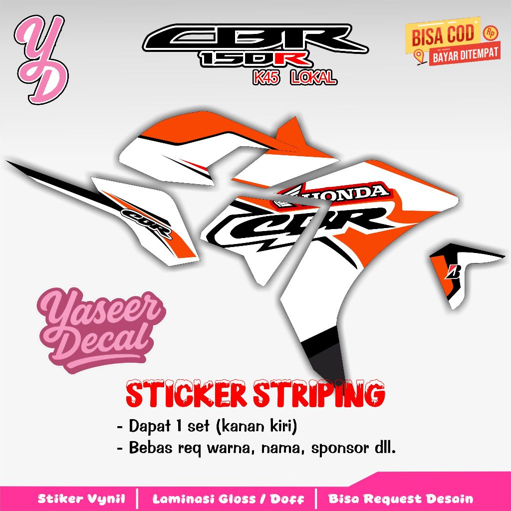 Striping CBR 150R K45 Lokal - Stiker Sticker Striping Variasi Lis Honda CBR 150R K45 Lokal - Stripin