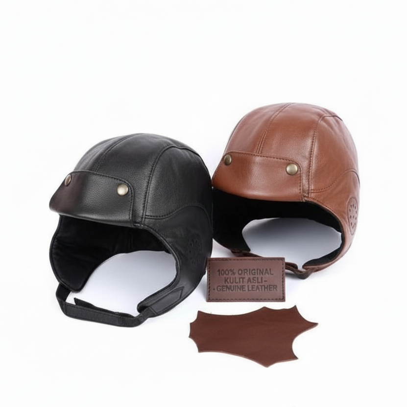 Topi Pria Topi Kulit Topi Motor Topi pilot topi snoopy