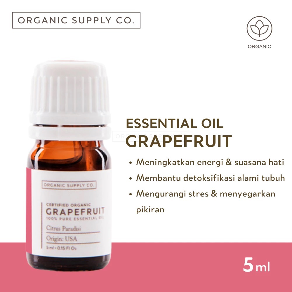 Grapefruit Essential Oil Organic |Aromaterapi Pure Therapeutic | Minyak Atsiri untuk Anti Cemas, Ene
