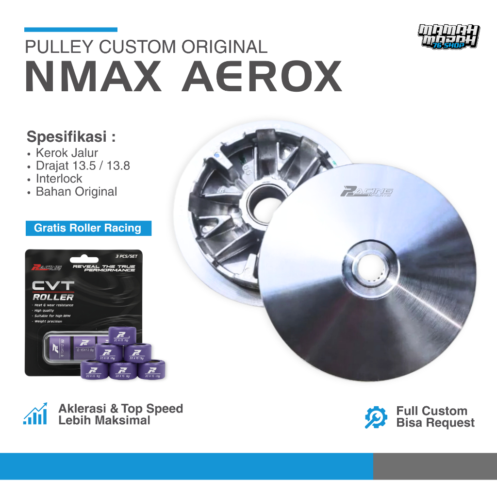 Pulley Custom Aerox All New Nmax Lexi BIG PULLEY 2DP Nmax Aerox Rumah Roller Kerok Jalur interlock
