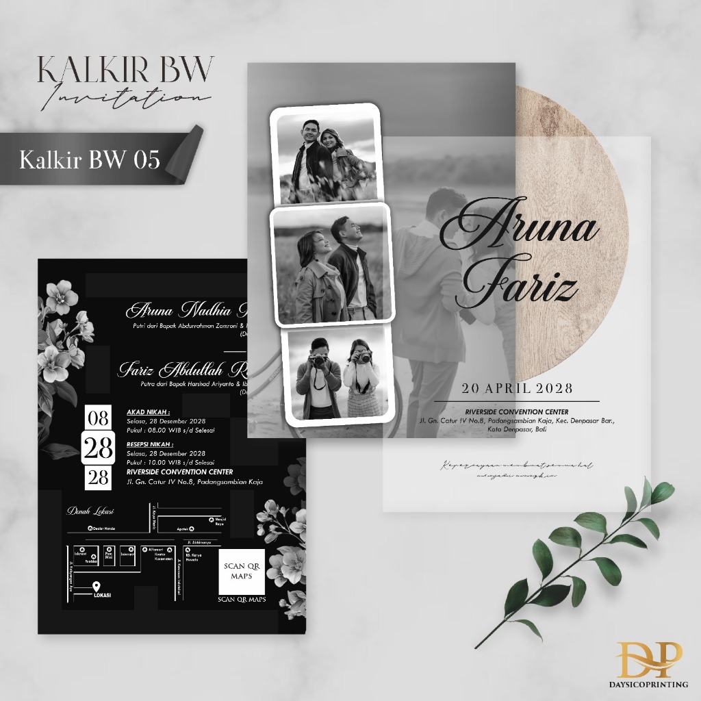 Undangan Pernikahan Kalkir Invitation - Undangan Nikah Custom Foto Kalkir Bw Premium - Undangan Pern