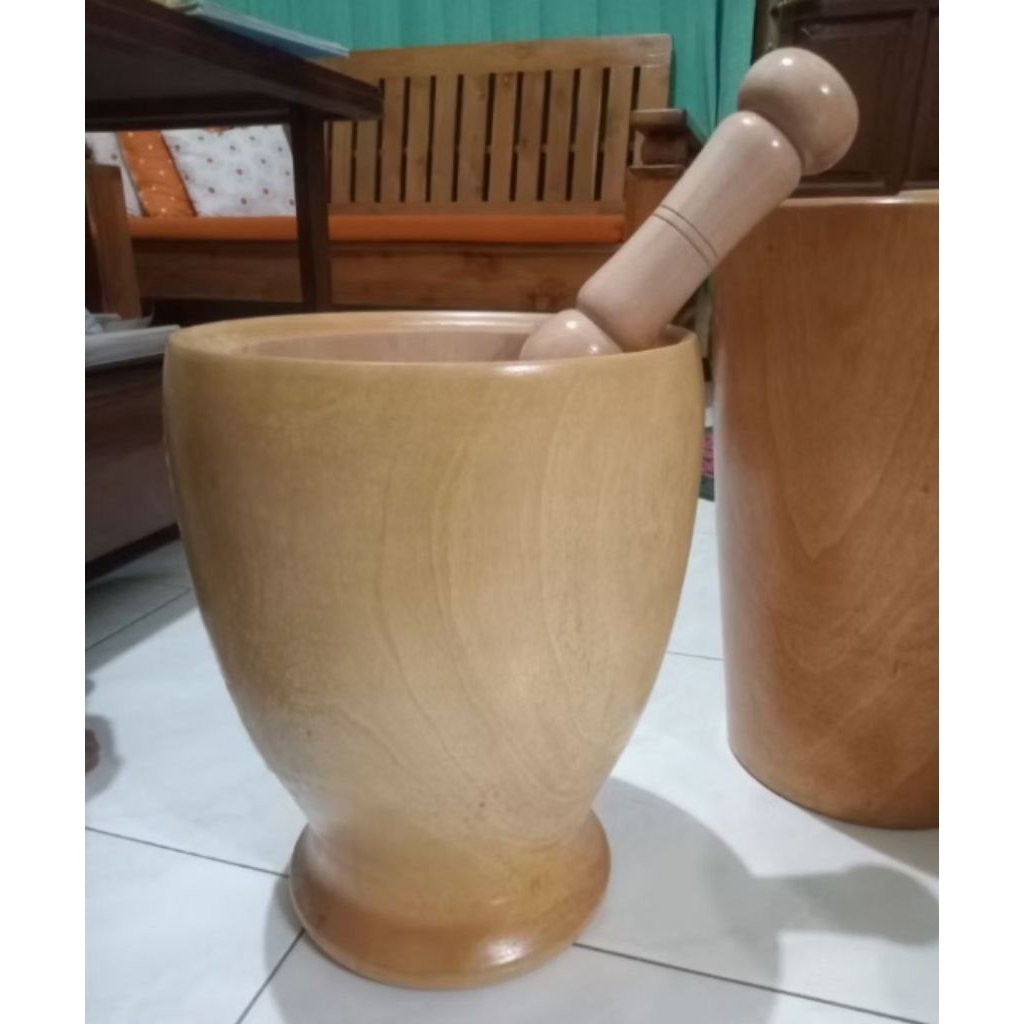 Lumpang kayu SUPER JUMBO/Lumpang SUPER JUMBO +ALU (1 SET) Kayu Mahoni
