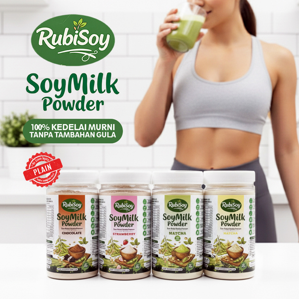 RUBISOY Susu Bubuk Kedelai Premium - Plain Tanpa Tambahan Gula Tinggi Protein dan Rendah Lemak - Coc