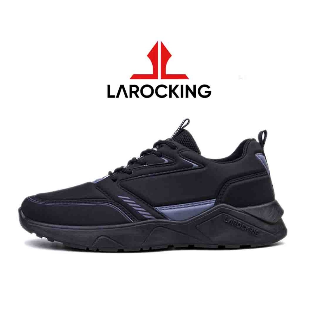 Larocking Signature - Raptor Hitam Polos | Sepatu Sneakers Running Gym Shoes