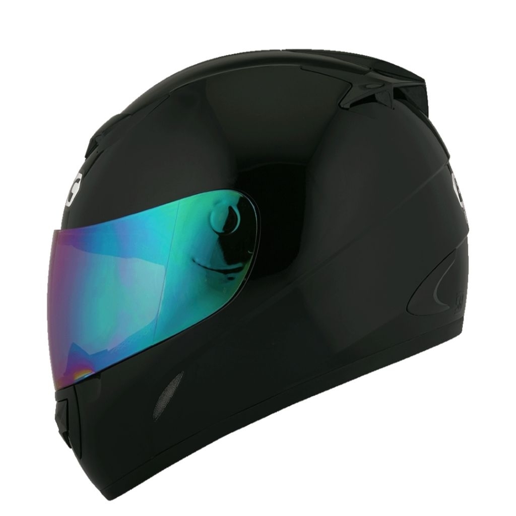 HELM BMC BLADE 200 SOLID BLACK GLOSSY VISOR RAINBOW BMC HELM BLADE 200 FULL FACE