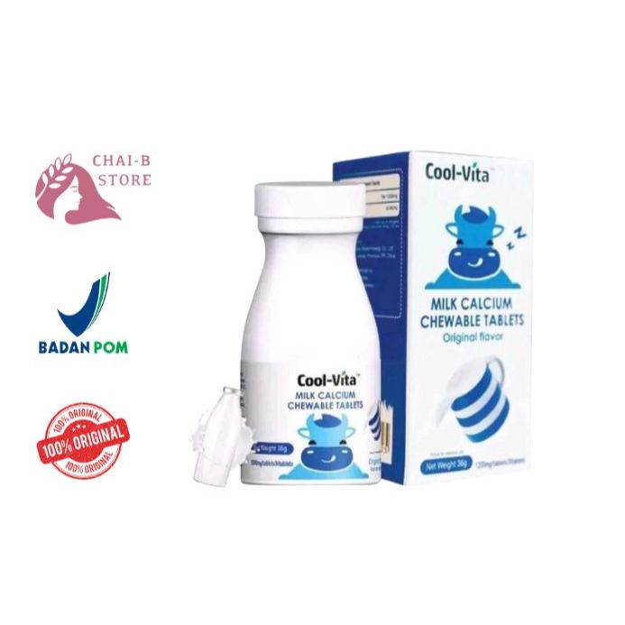 Coolvita Milk Calcium Chewable Tablet Rasa Original 1 Botol isi 30 tablet Suplemen Kalsium Tulang Me