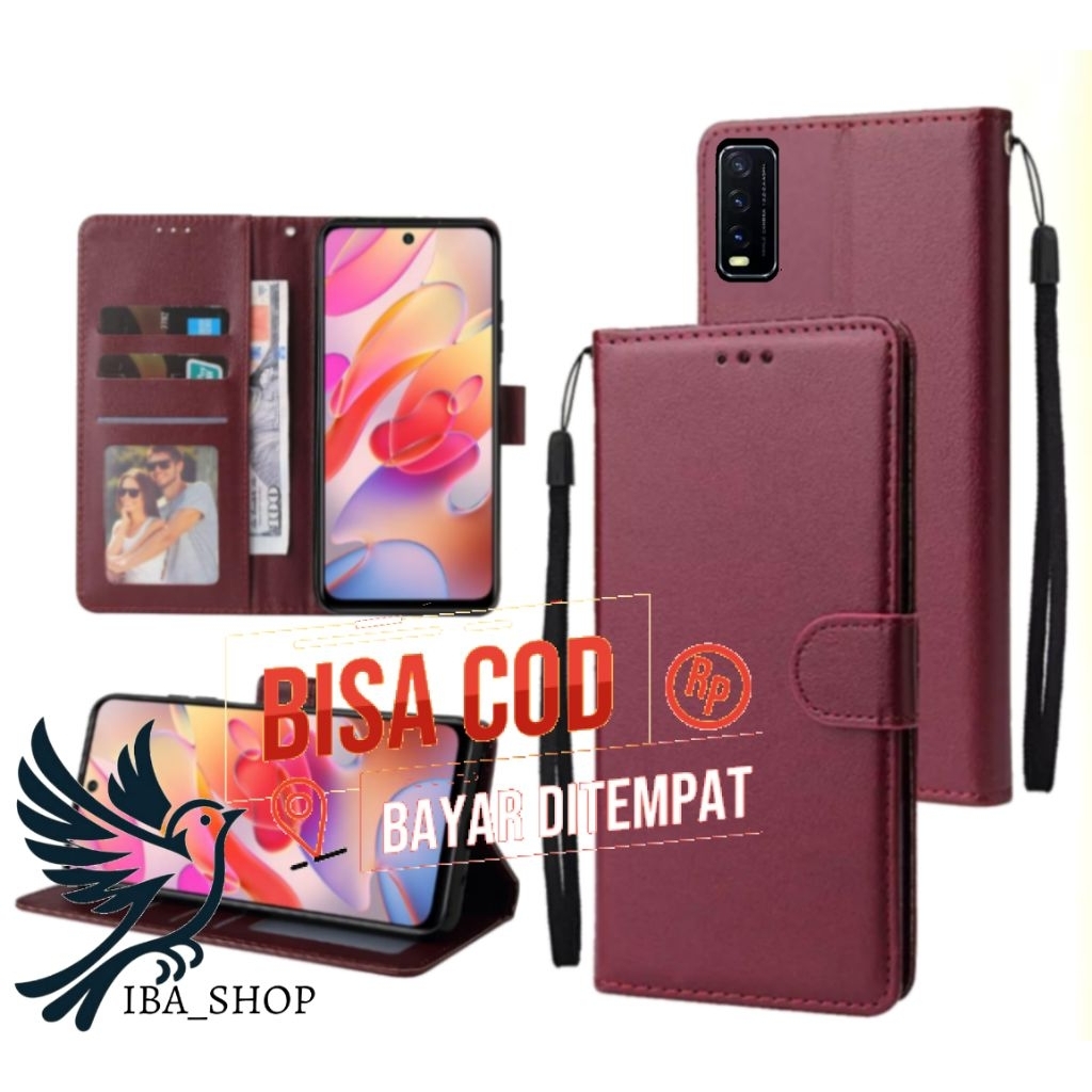 CASE HP VIVO Y12S/Y20/Y20S - CASING DOMPET-FLIP LEATHER-SARUNG HP