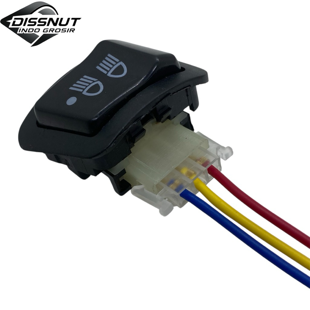 Saklar Lampu Tombol DIM 3 Titik Revo / Beat FI / Blade New / Vario 125 + Soket Tombol 3 Kabel