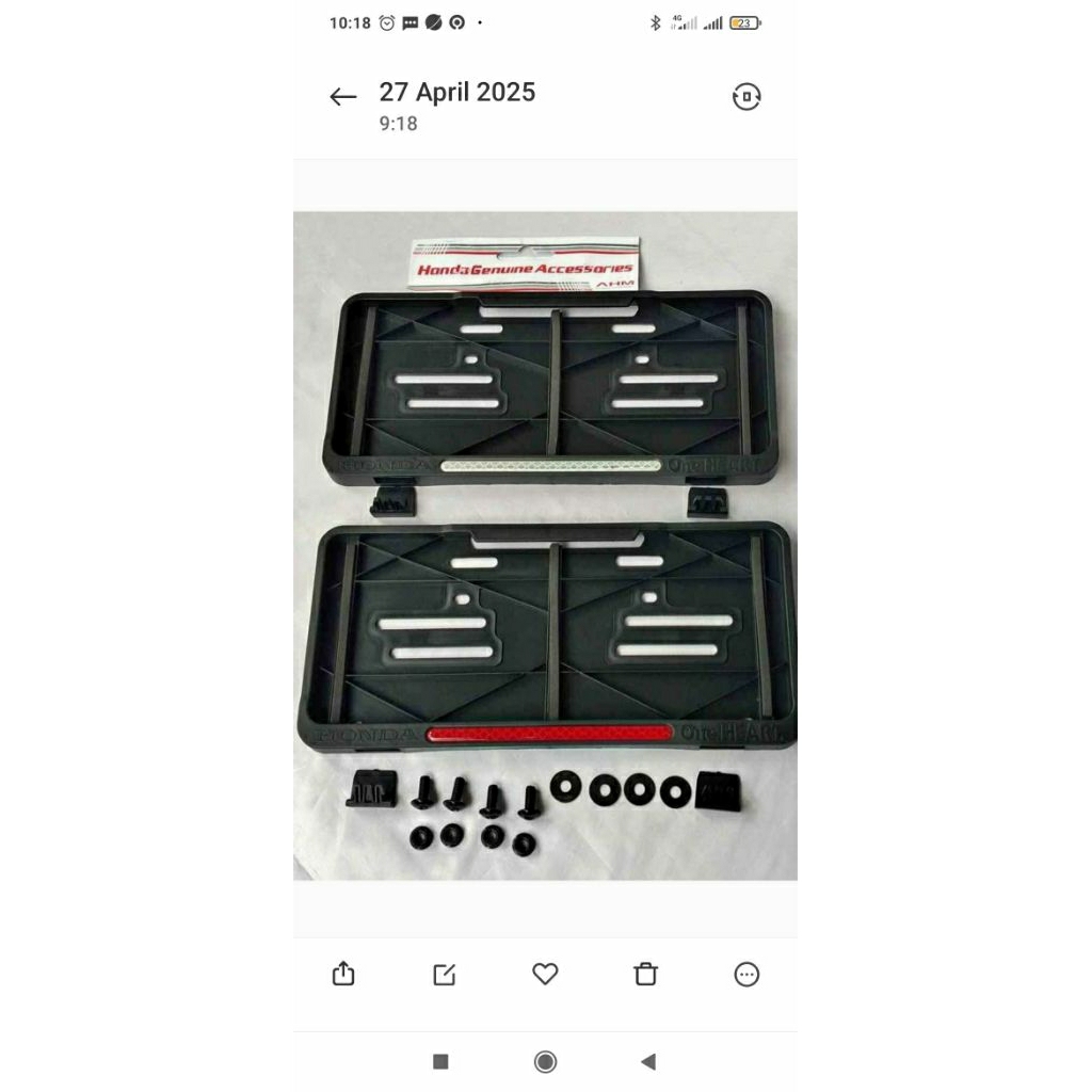 COVER PLAT NOMOR ORI HONDA / BINGKAI PLAT NOMOR ORI HONDA