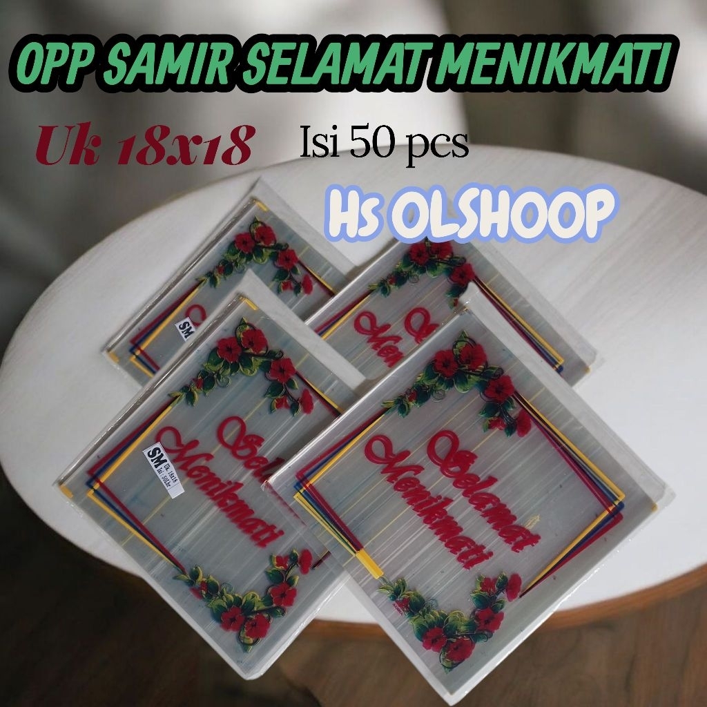 PROMO 50 PCS 0PP SAMIR SELAMAT MENIKMAT UK 18X18//PLASTIK SELAMAT MENIKMATI ALBMAA