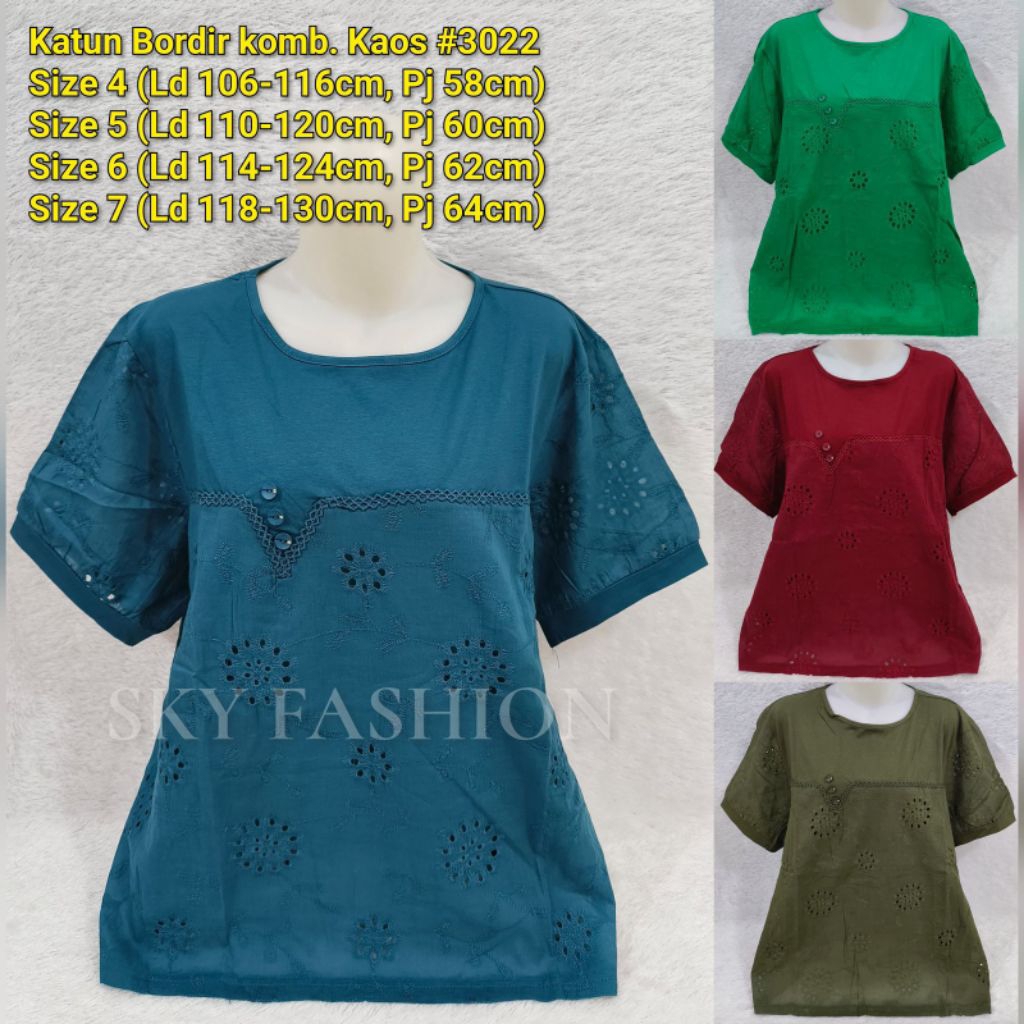 BLOUSE KATUN BORDIR JUMBO LD 120cm IMPORT/ATASAN KAOS JUMBO LD 125cm IMPORT