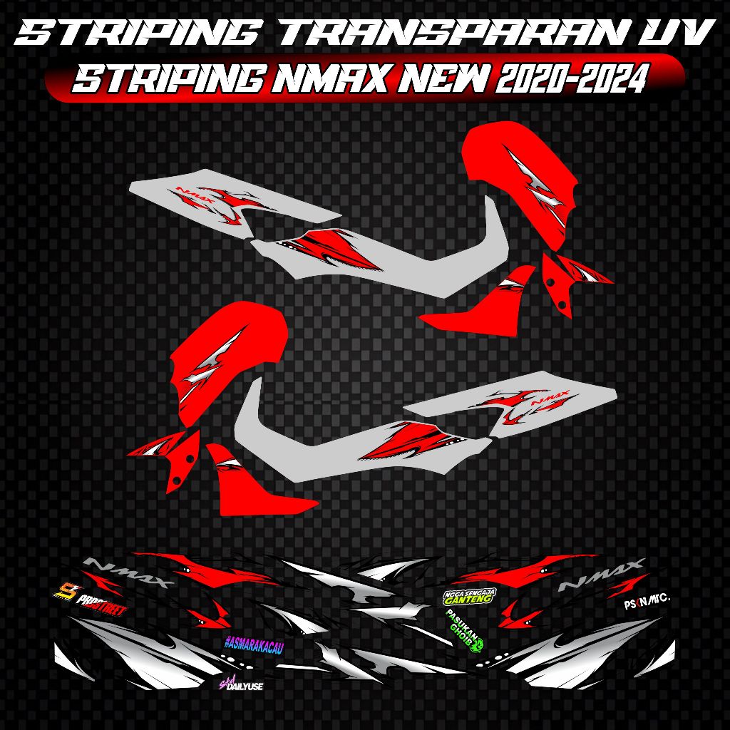 striping sticker transparan uv nmax new 155 2020-2024 motif livery vietnam style transparan custom