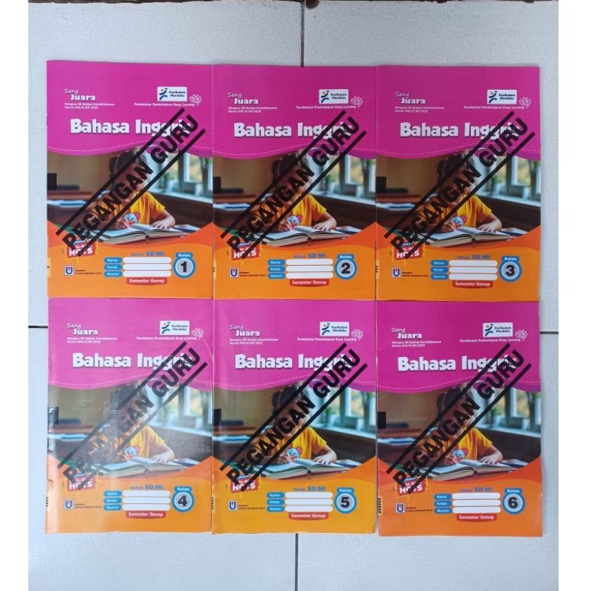 Buku PEGANGAN GURU PG LKS Sang Juara Bahasa Inggris Kelas 1,2,3,4,5,6 SD/MI Semester 2 Genap Kurikul