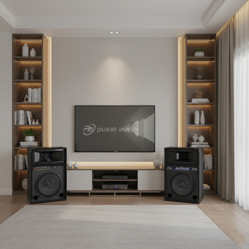 Speaker aktif 12 inch akatron bluetooth double subwoofer sepasang 2 box 12 inchi 12" bass mantap