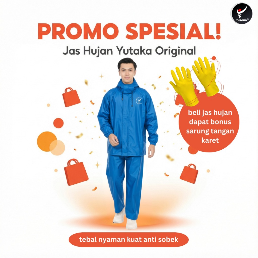 YUTAKA JAS HUJAN DEWASA HODIE  BAJU CELANA ORI TEBAL  PRIA WANITA