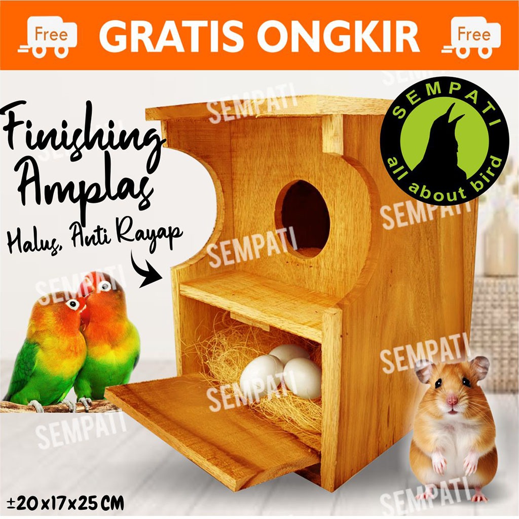 SEMPATI GLODOK KAYU DINDING LENGKUNG GLODOK PARKIT LOVEBIRD SARANG TELUR BURUNG SUSUH SARANG TERNAK 